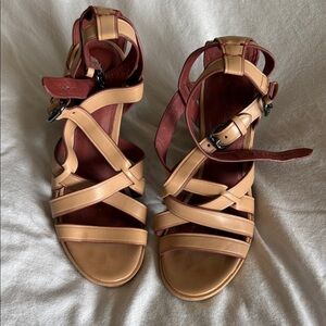 Coach Tan and Brown Strappy Sandals